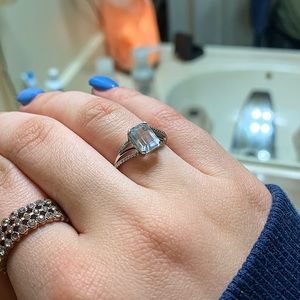 Aquamarine (1-3/8 ct. t.w.) & Diamond Accent Ring in 14k White Gold